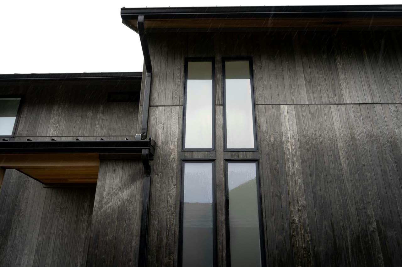 Siding on the side of a house.